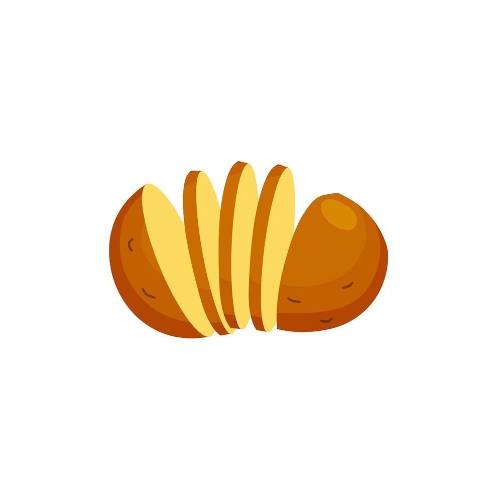 Sliced Potatoes. Piece of brown root vegetable. Natural farm ingredient vector
