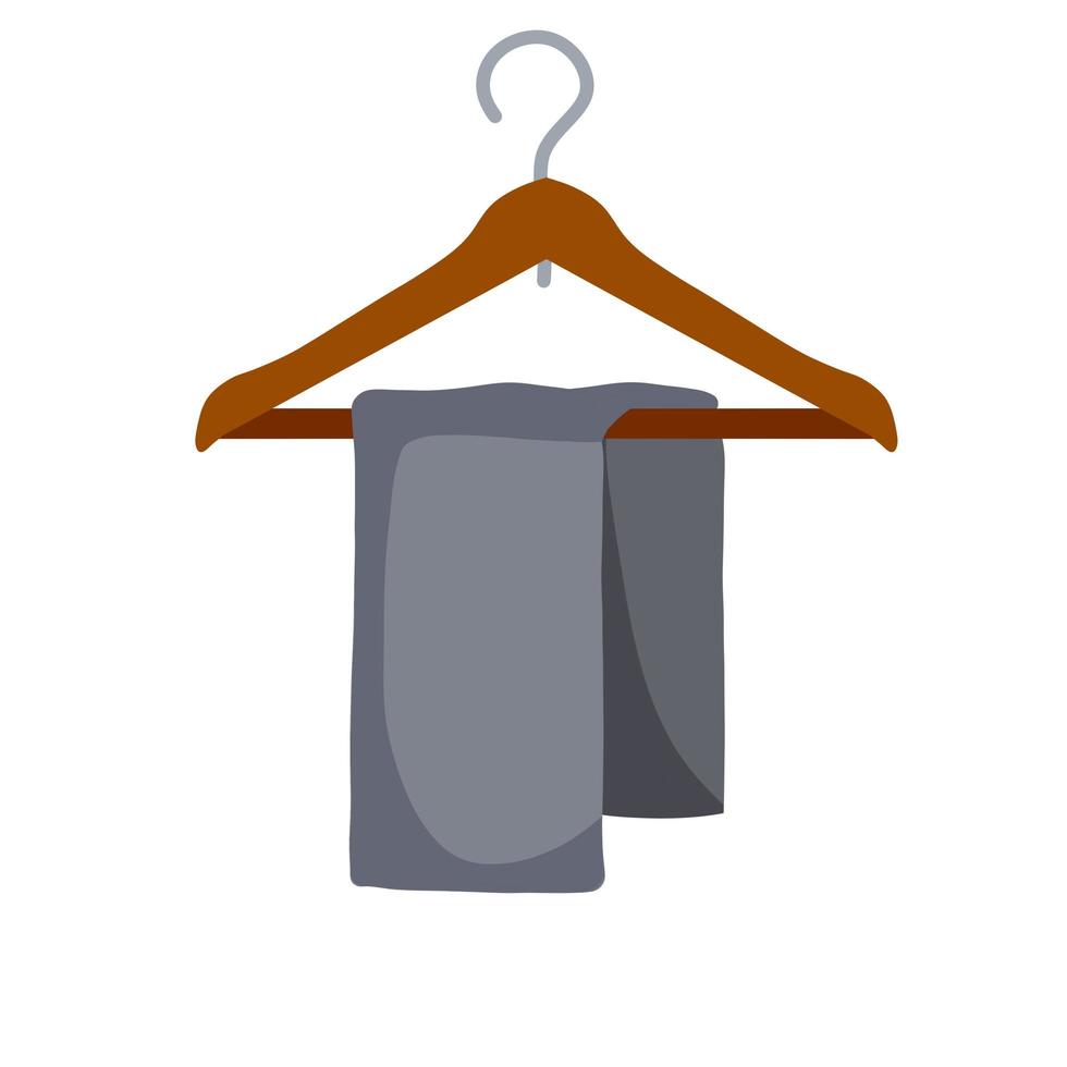 Clothes on hanger. Decoration of wardrobe and cloakroom. vector