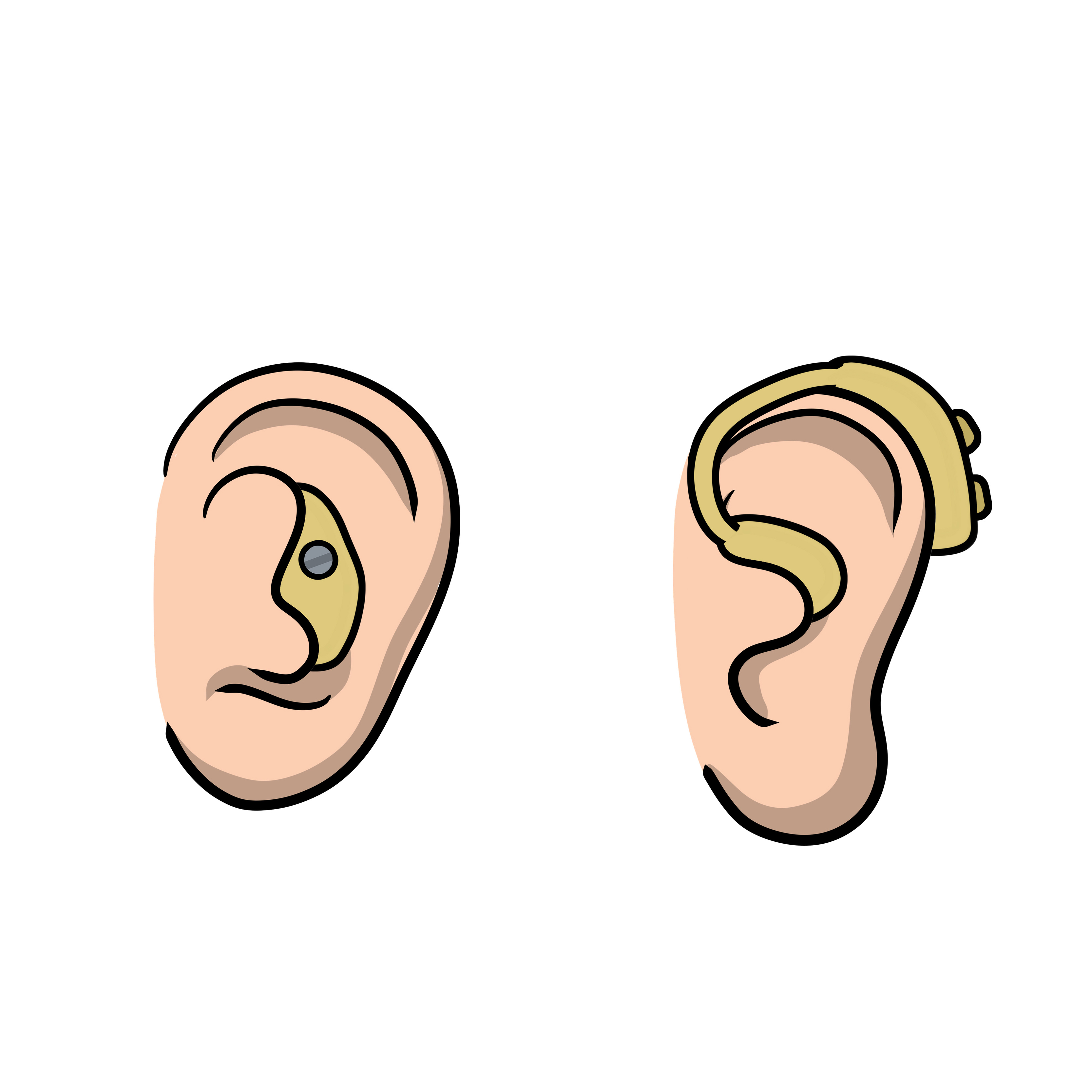 Hearing aid. Audiphone in ear. Set of Cartoon illustration. 5749903 ...