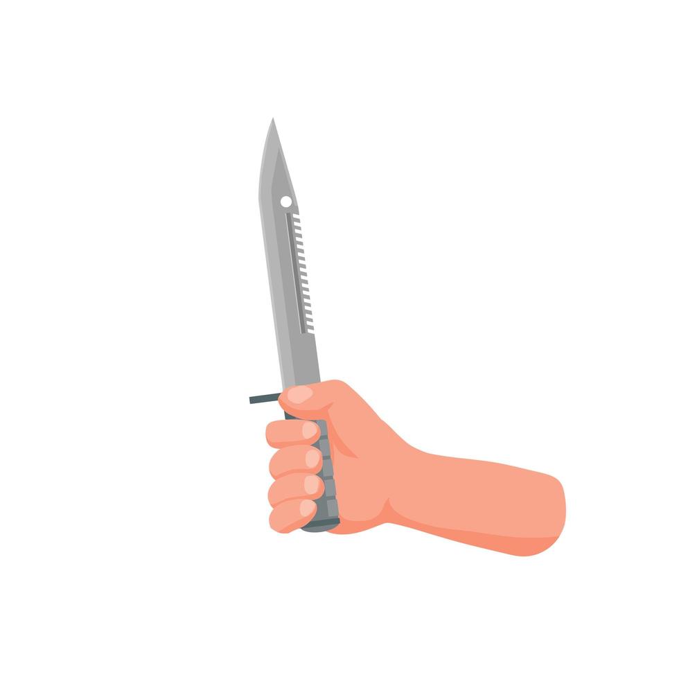 Hand hold knife. Dangerous gesture. vector