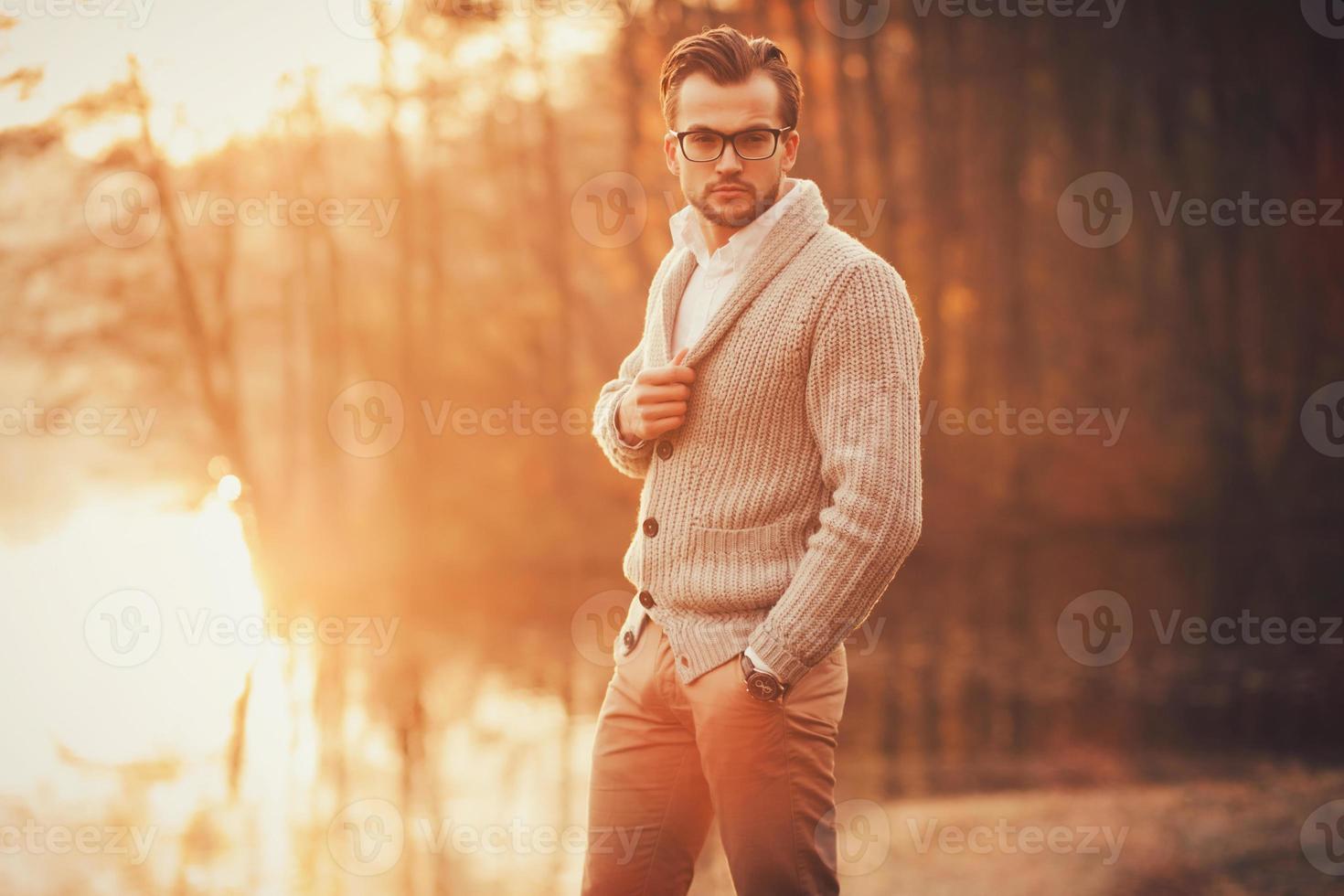 Trendy handsome man outdoor photo