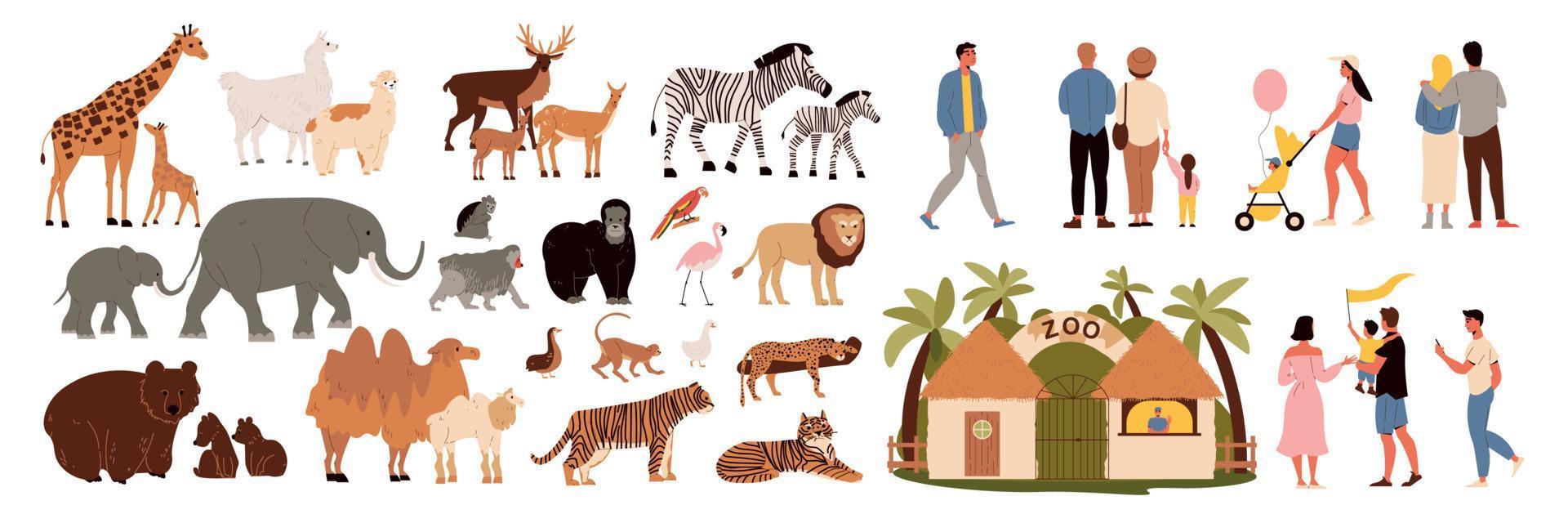 conjunto de iconos de zoológico vector