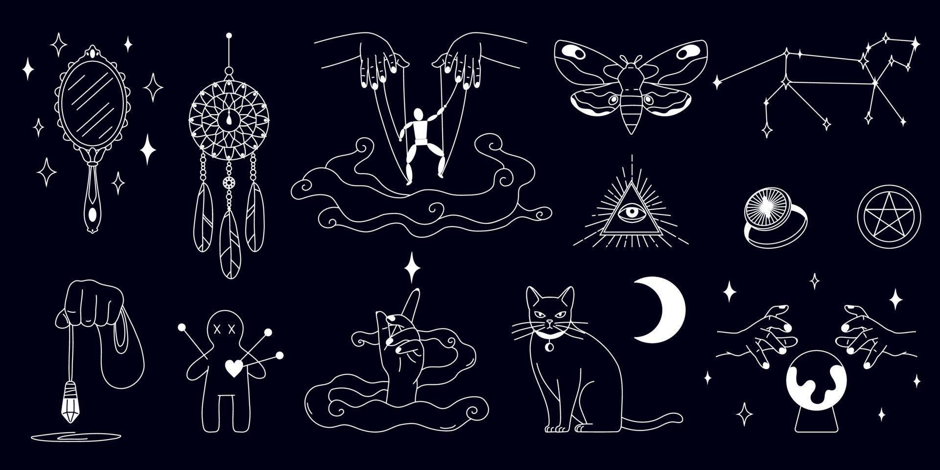 Boho Mystic Icon Set vector