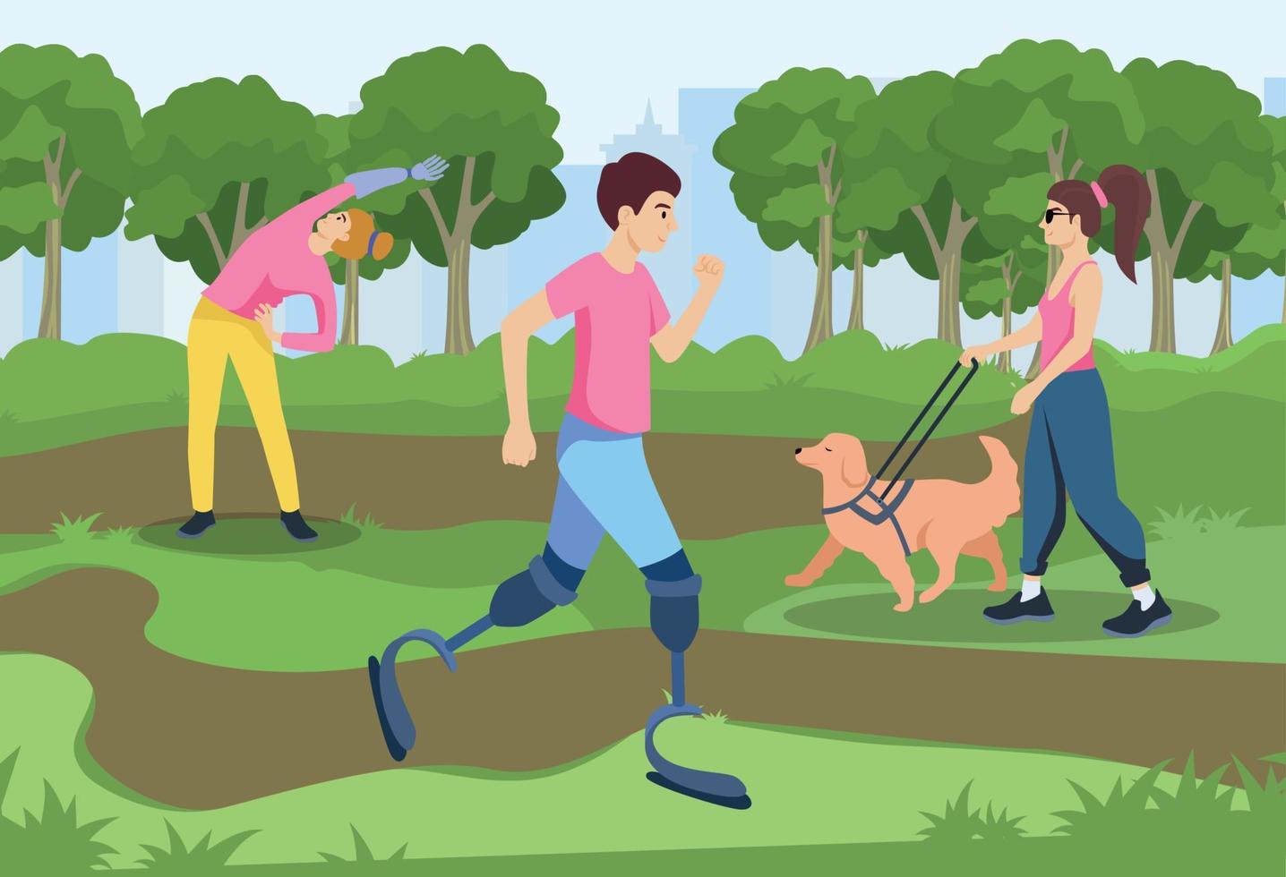 Disabled People Workout Composition vector