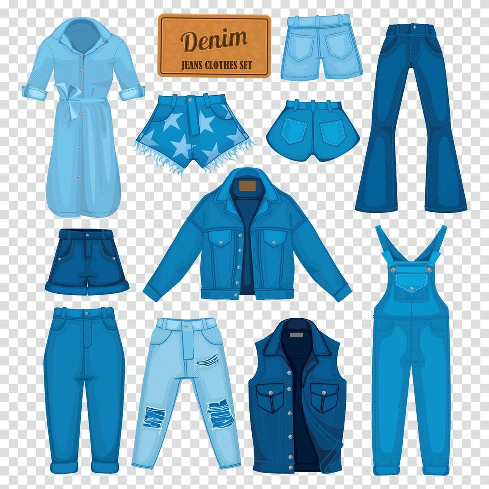 Denim Jeans Transparent Set vector