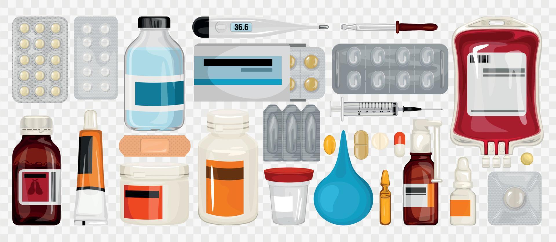 conjunto de iconos de medicamentos para el cuidado de la salud vector