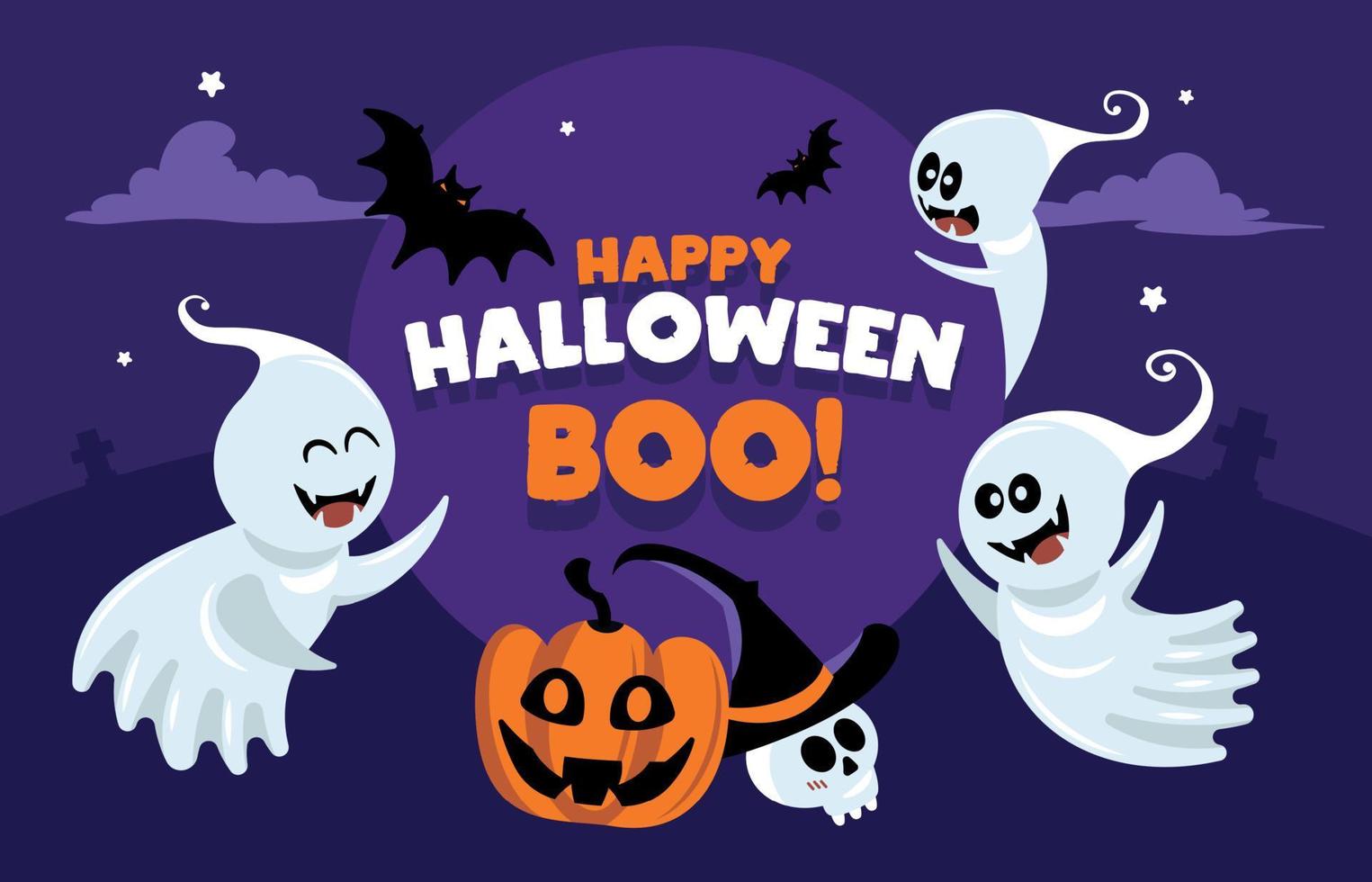cartel de fantasmas de dibujos animados de halloween 5751051 Vector en  Vecteezy
