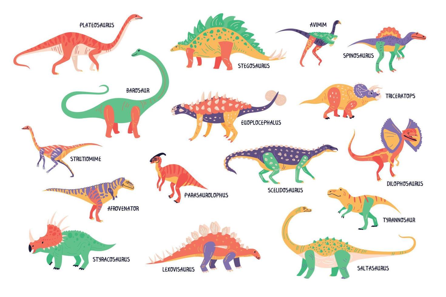 Dinosaurs Colorful Icon Set vector