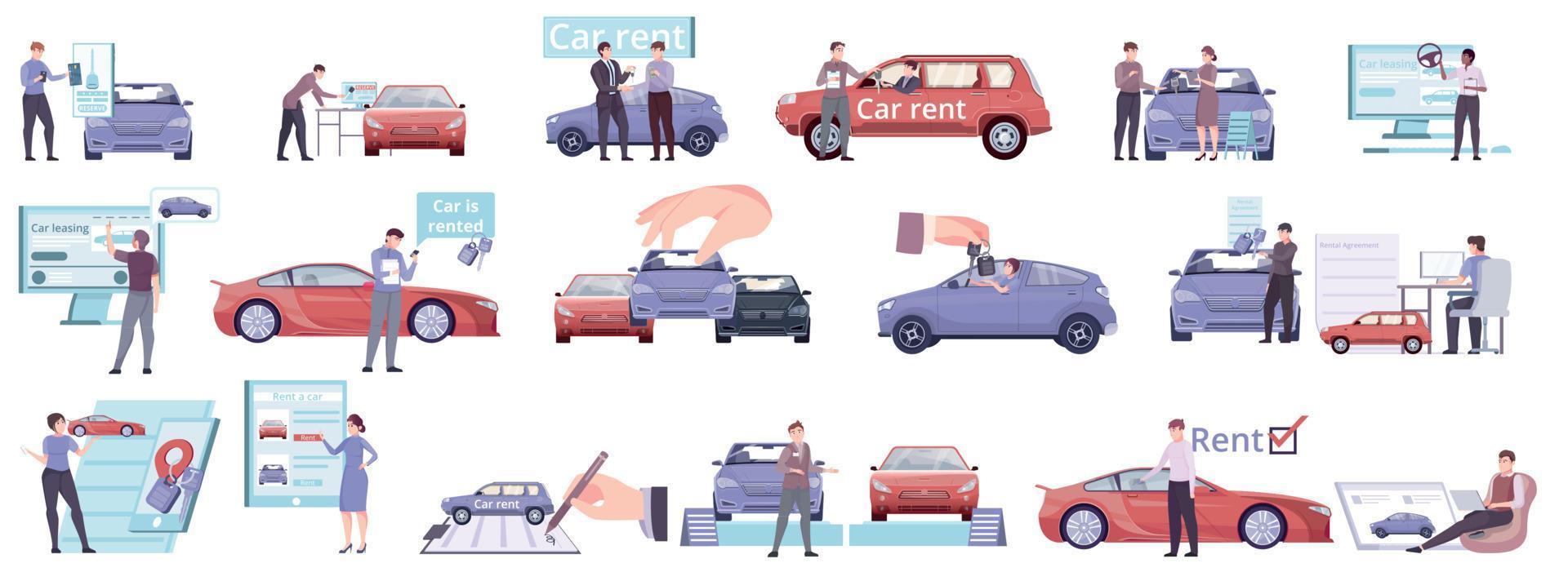 Car Sharing Icon Set vector