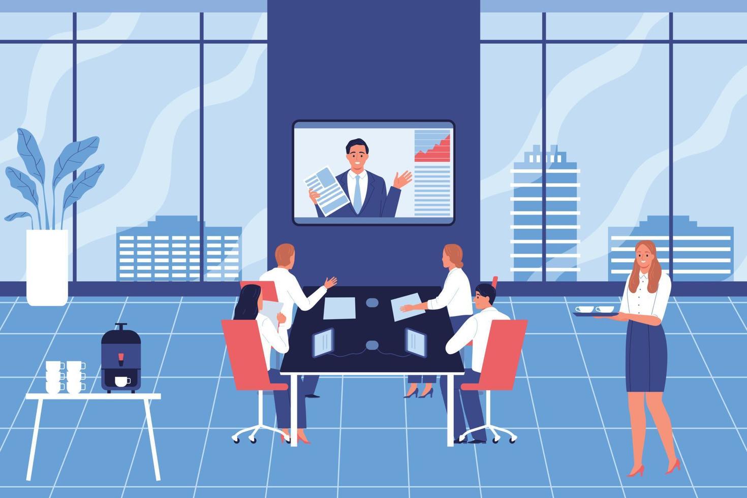 Online Business Meeting Composition vector