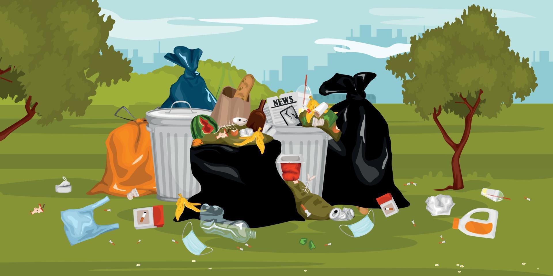 Trash Garbage Park Composition vector