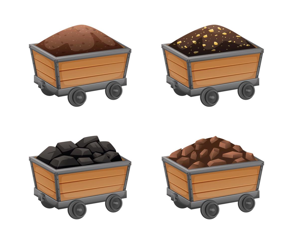 Mine Carts Cartoon Set vector