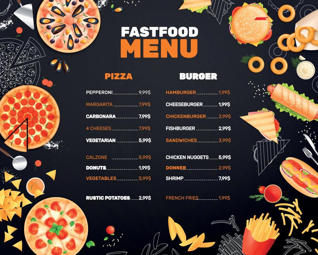 Fast Food Menu vector