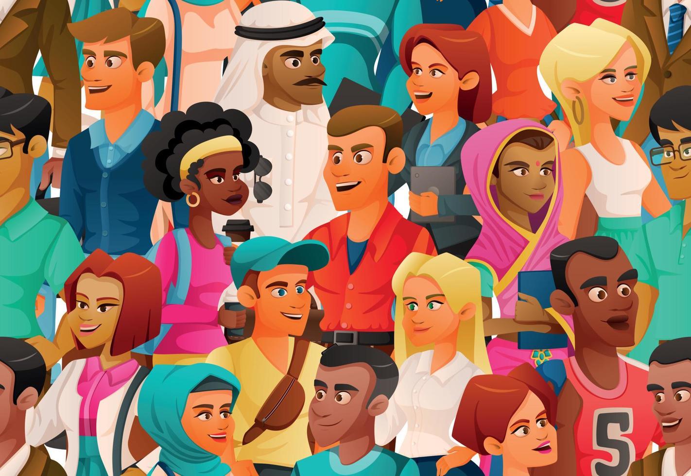 Crowd Diversity Cartoon Composition vector