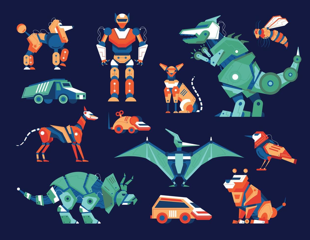 Colorful Toy Robots Set vector