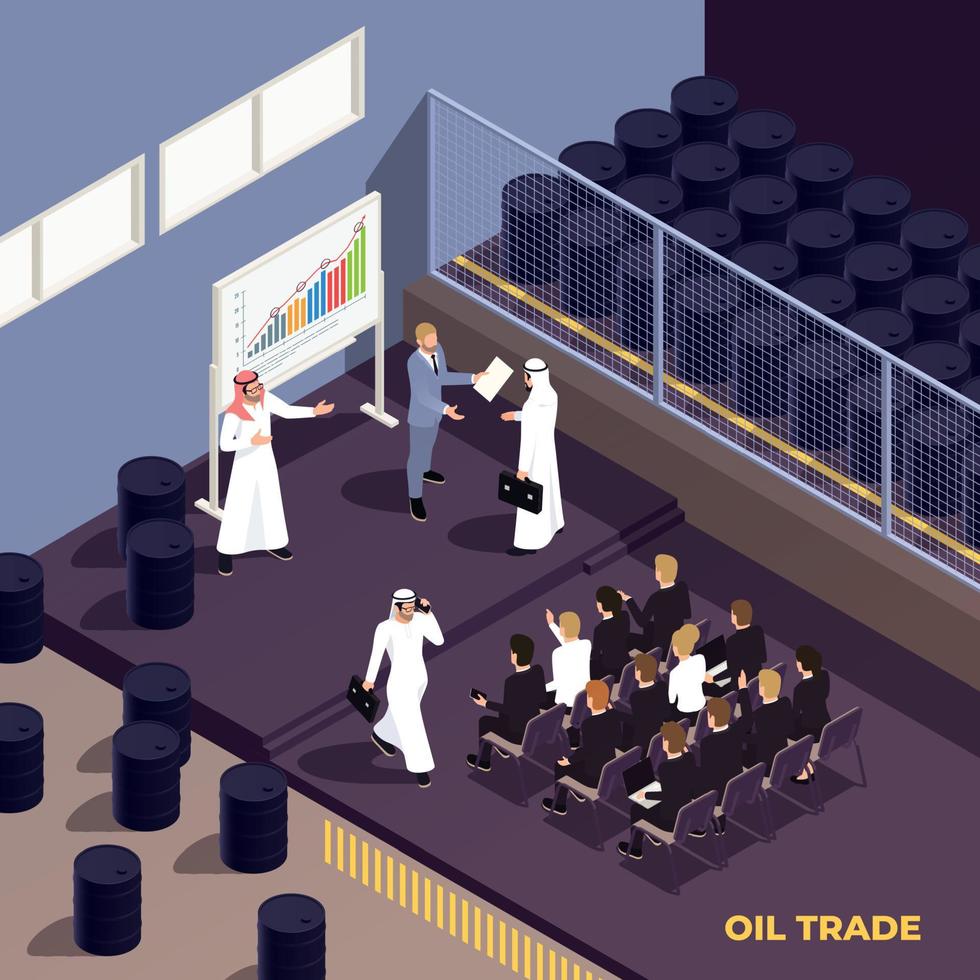 Muslims Oil Trade Composition vector