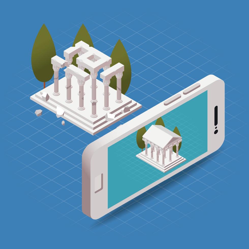 Ar Building Isometric Composition vector