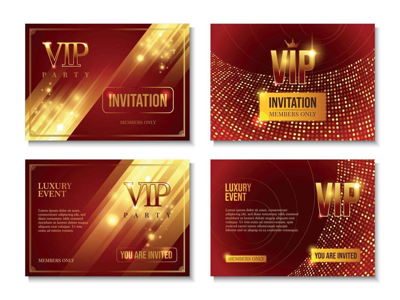 conjunto de invitación de fiesta vip vector