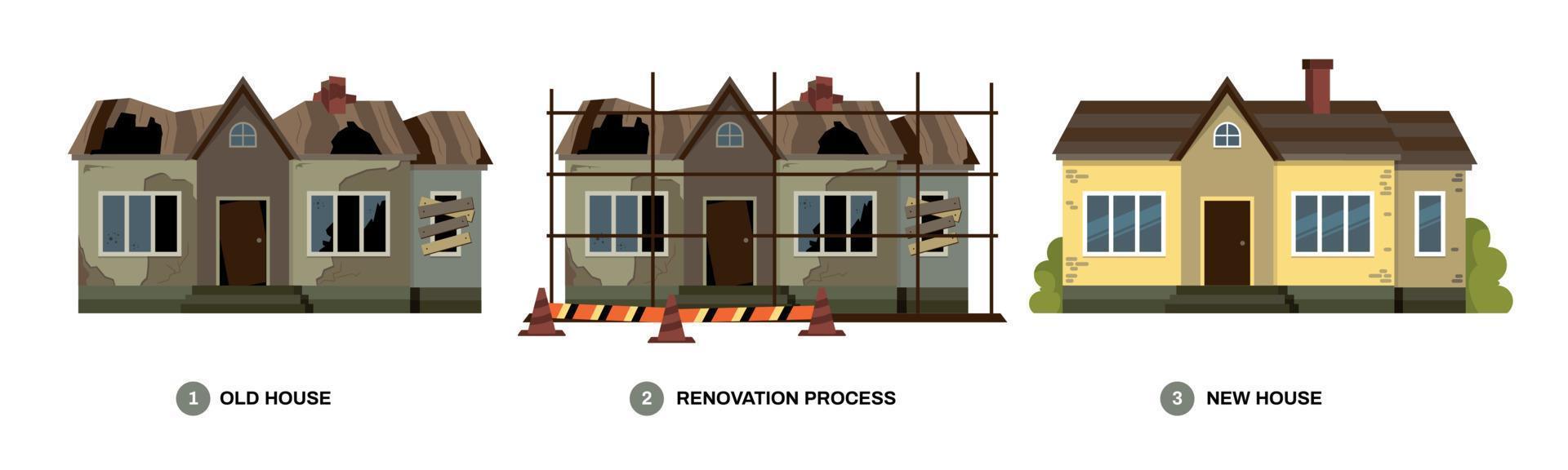 composición de reconstrucción de casa histórica vector