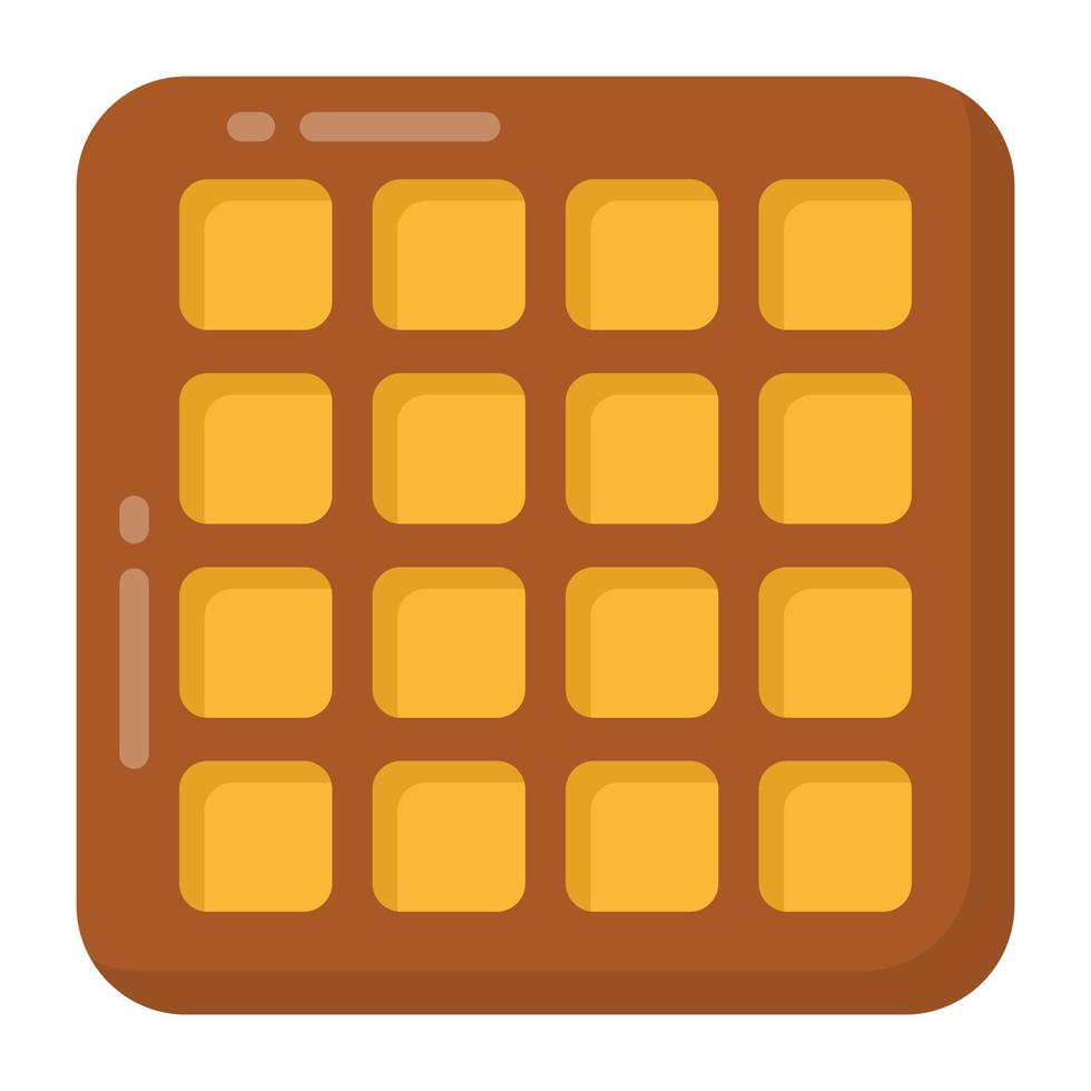 A sweet waffle pastry, flat icon vector