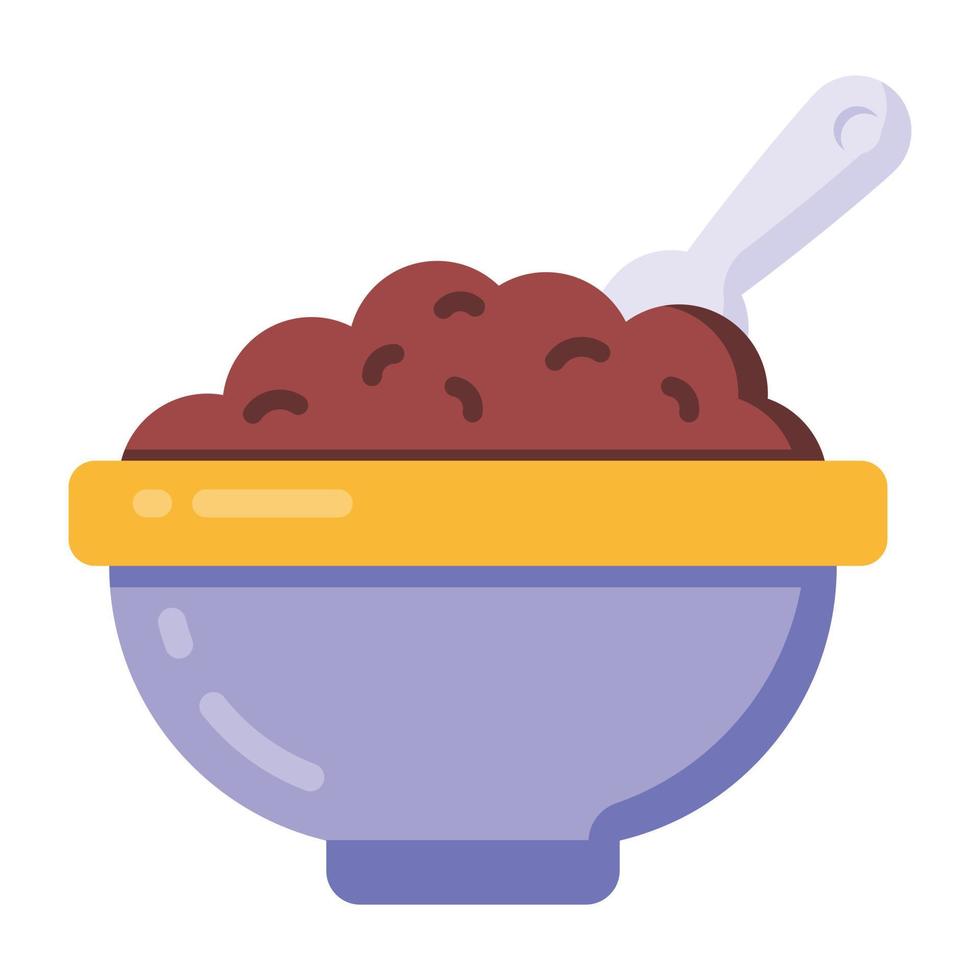 Flat icon denoting beans bowl in editable design vector