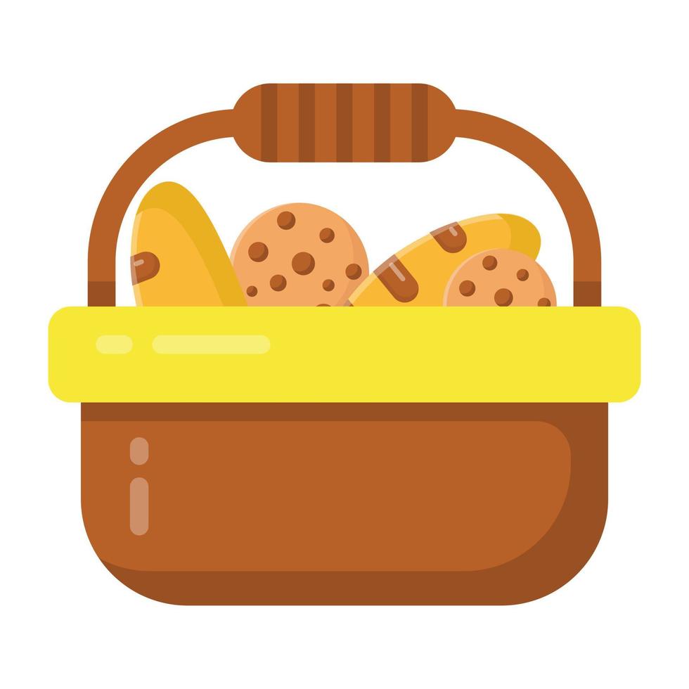 A cookies basket icon in flat design vector