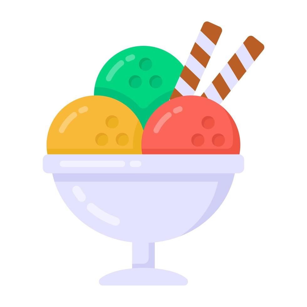 un cubo de helado en un icono plano vector