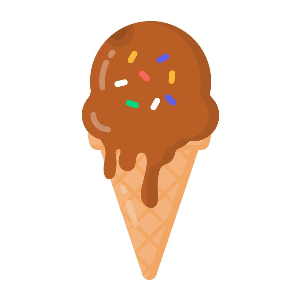 An ice cream cone flat icon, a yummy dessert vector