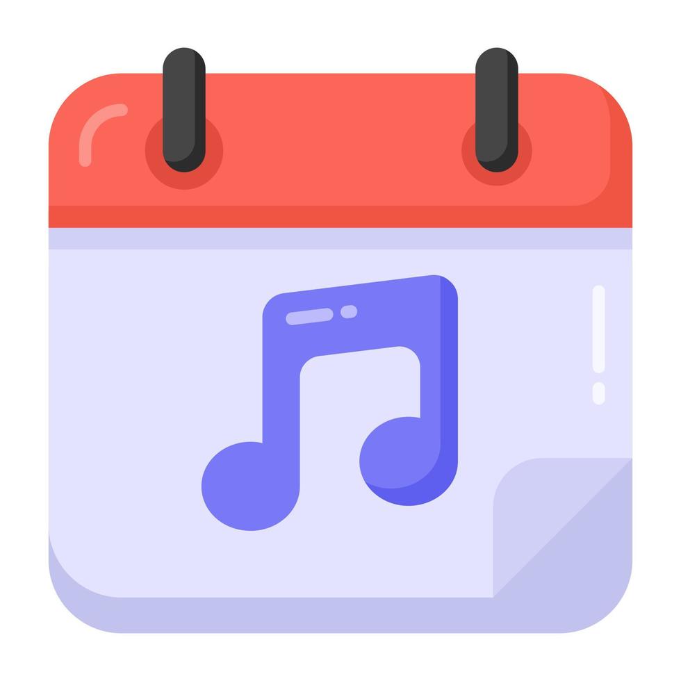 Music note on calendar, concept of party reminder icon vector