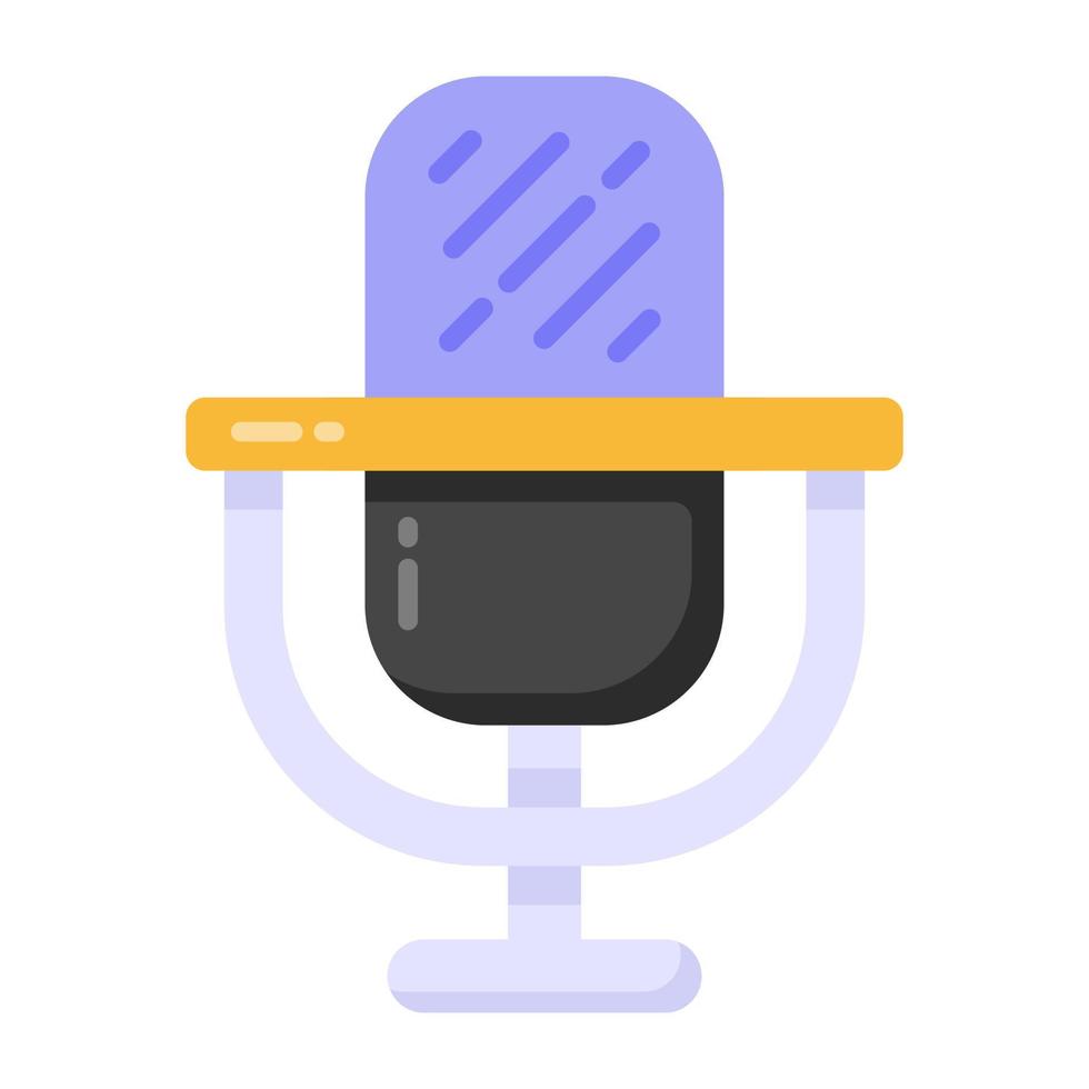 Singing device icon, flat design of mike vector