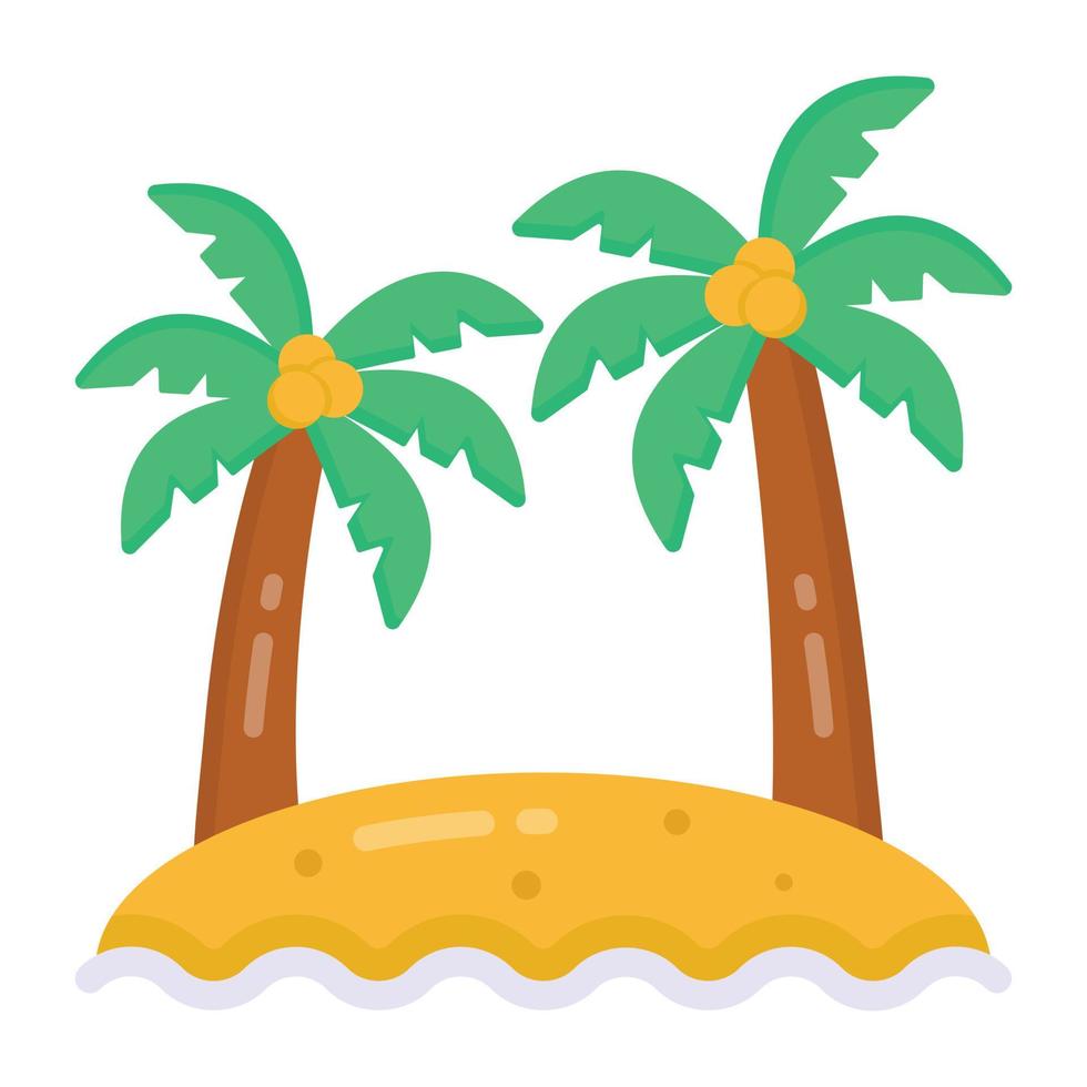 Umbrella and sun denoting flat icon of beach vector