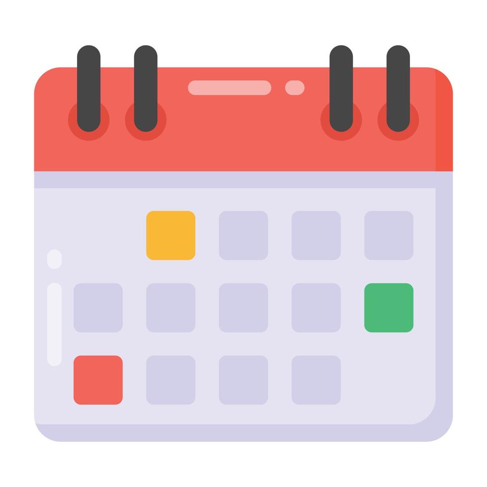 Holiday calendar flat design icon, editable vector