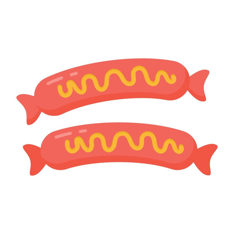 A flat pork sausages icon vector