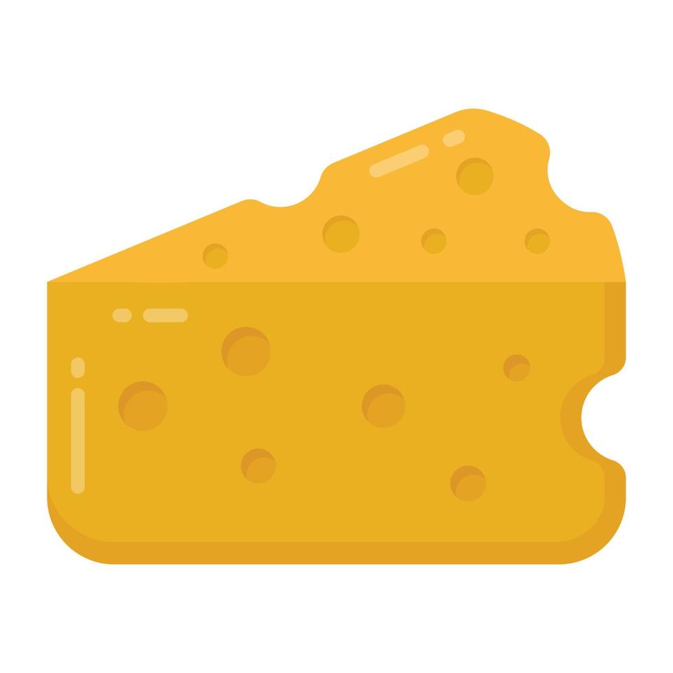 Dairy product, cheese slice flat icon design vector