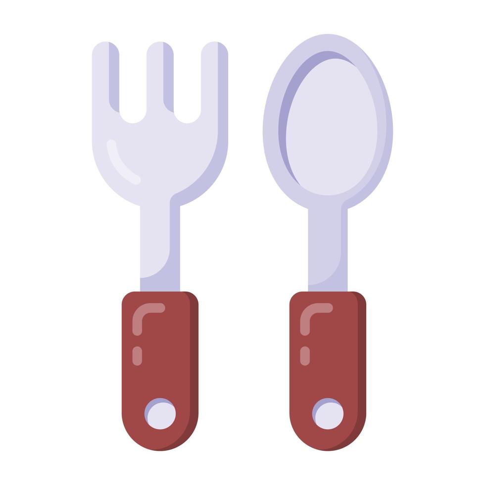 tenedor y cuchara, icono plano de cubiertos en diseño editable vector