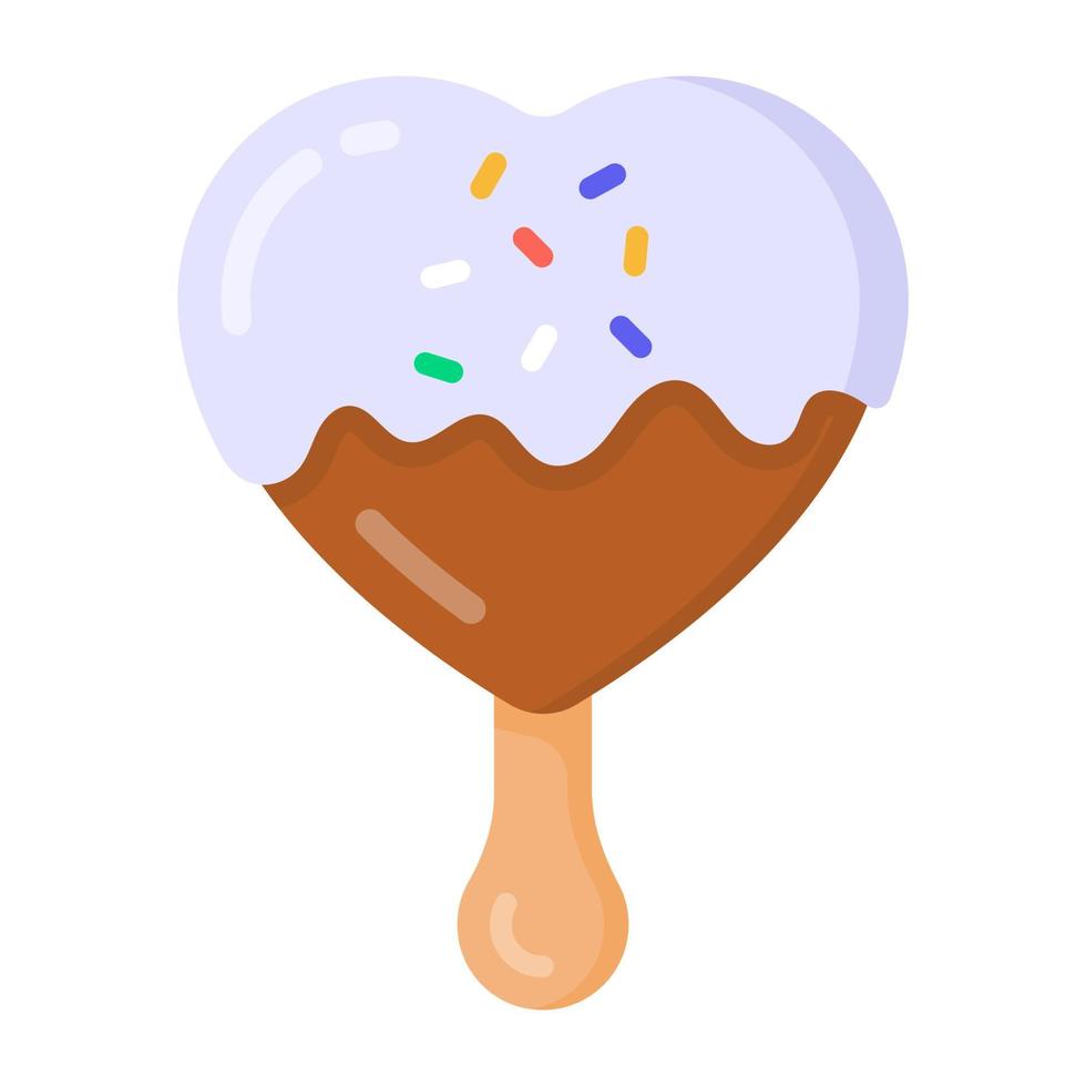 un lindo diseño de icono plano de helado de corazón vector