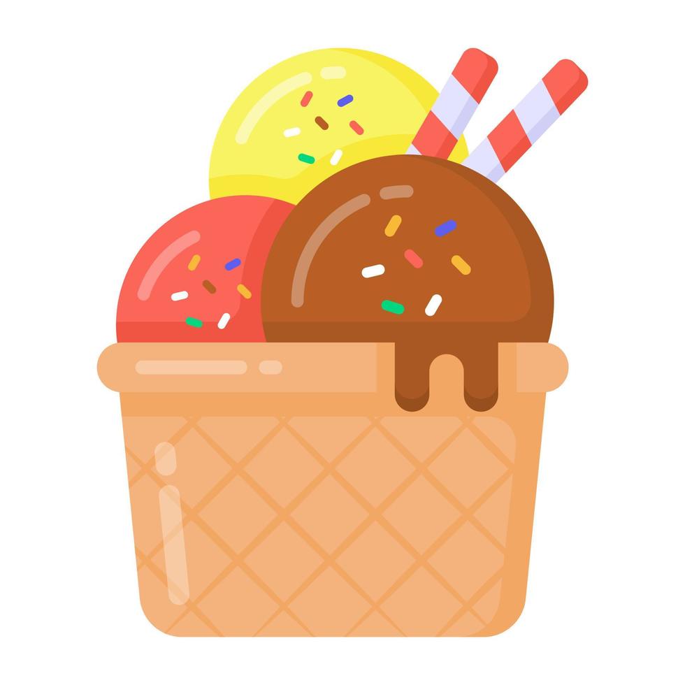 A cream cone flat icon, a yummy dessert vector