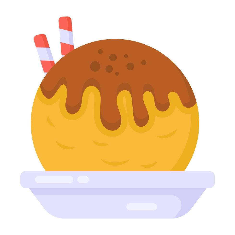 un icono plano de cono de crema, un delicioso postre vector