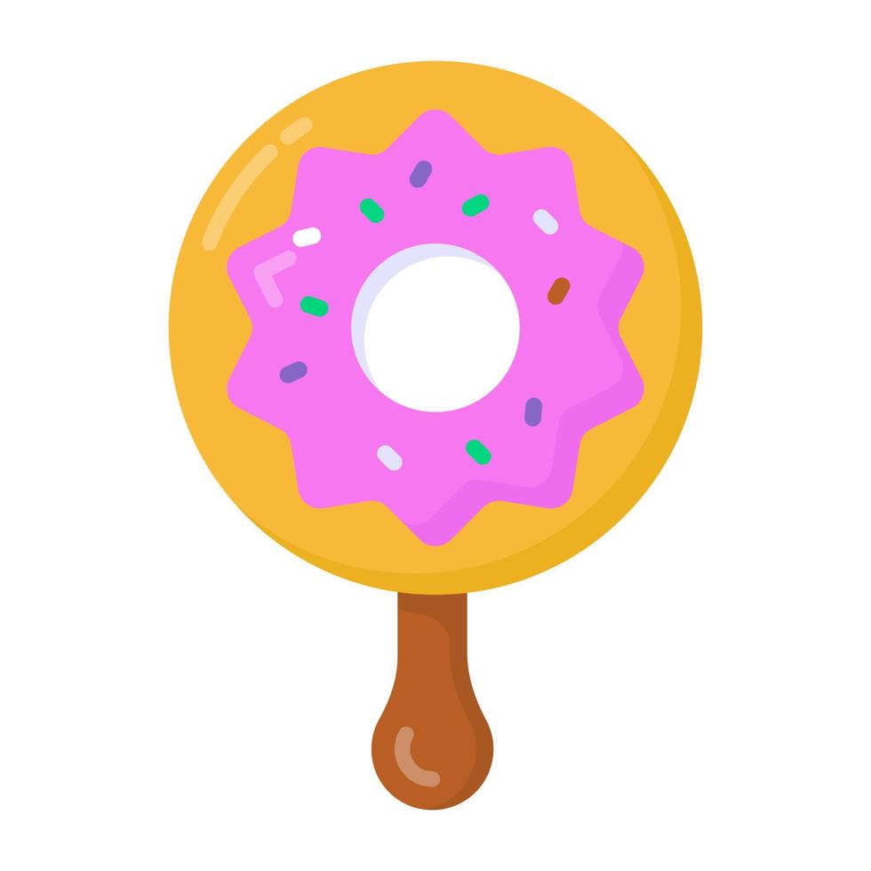 A donut ice creams stick, flat icon vector
