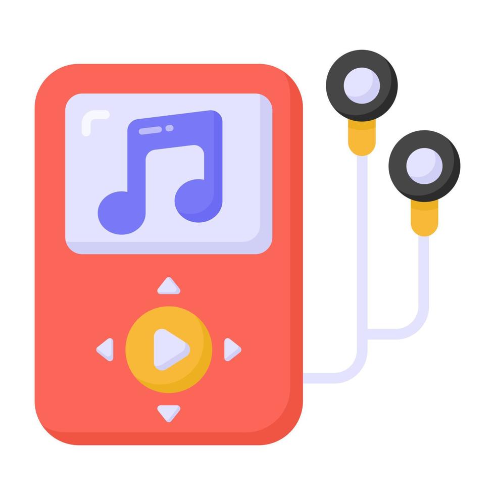 Note inside device, portable music device icon vector