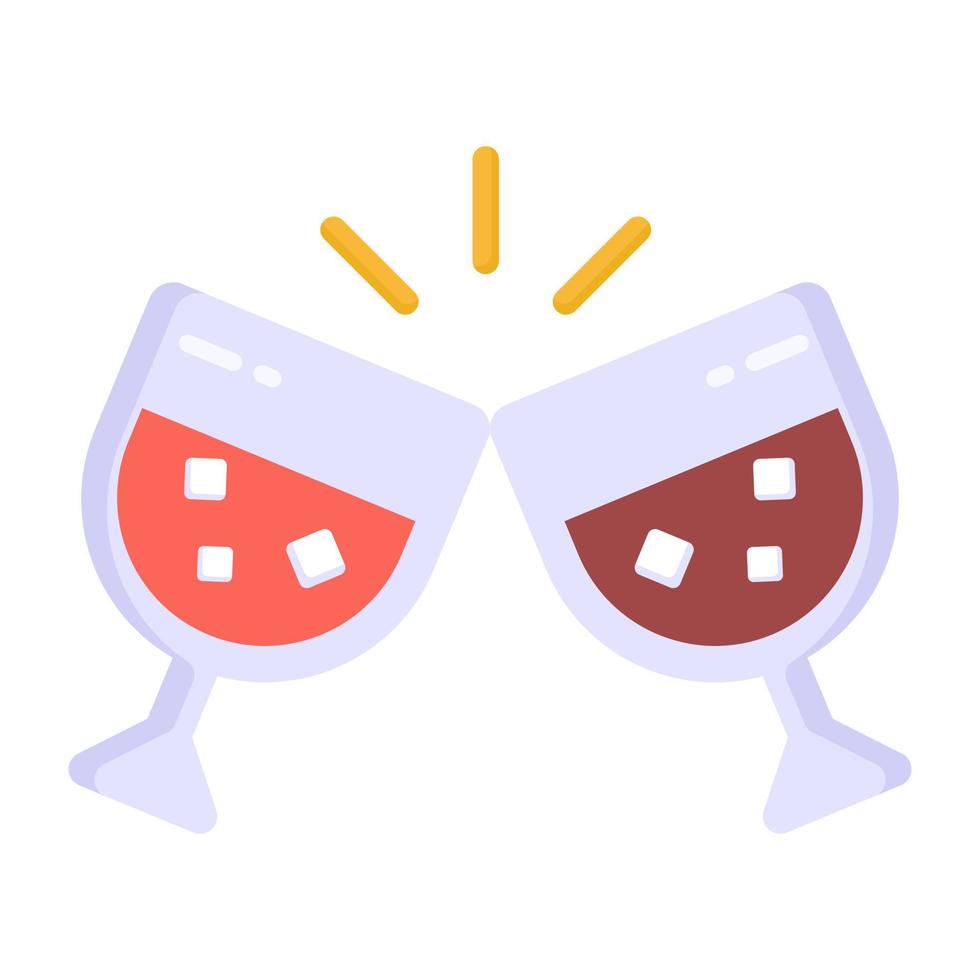 Fresh drinks, toasting icon in trendy style vector