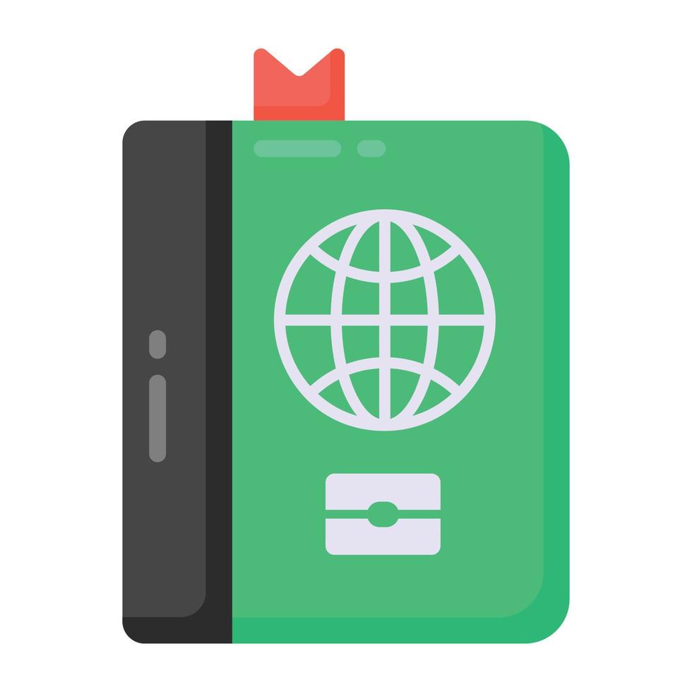 pasaporte en icono plano, permiso de viaje vector