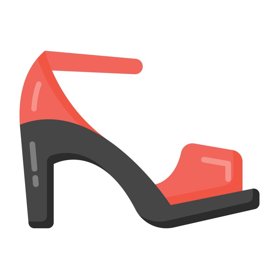 Sandal in flat style icon, ladies accessory vector