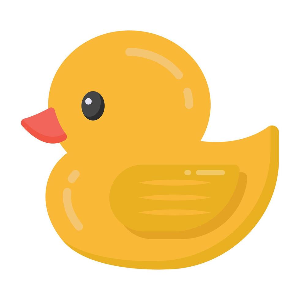 pato de goma en icono de estilo plano, vector editable