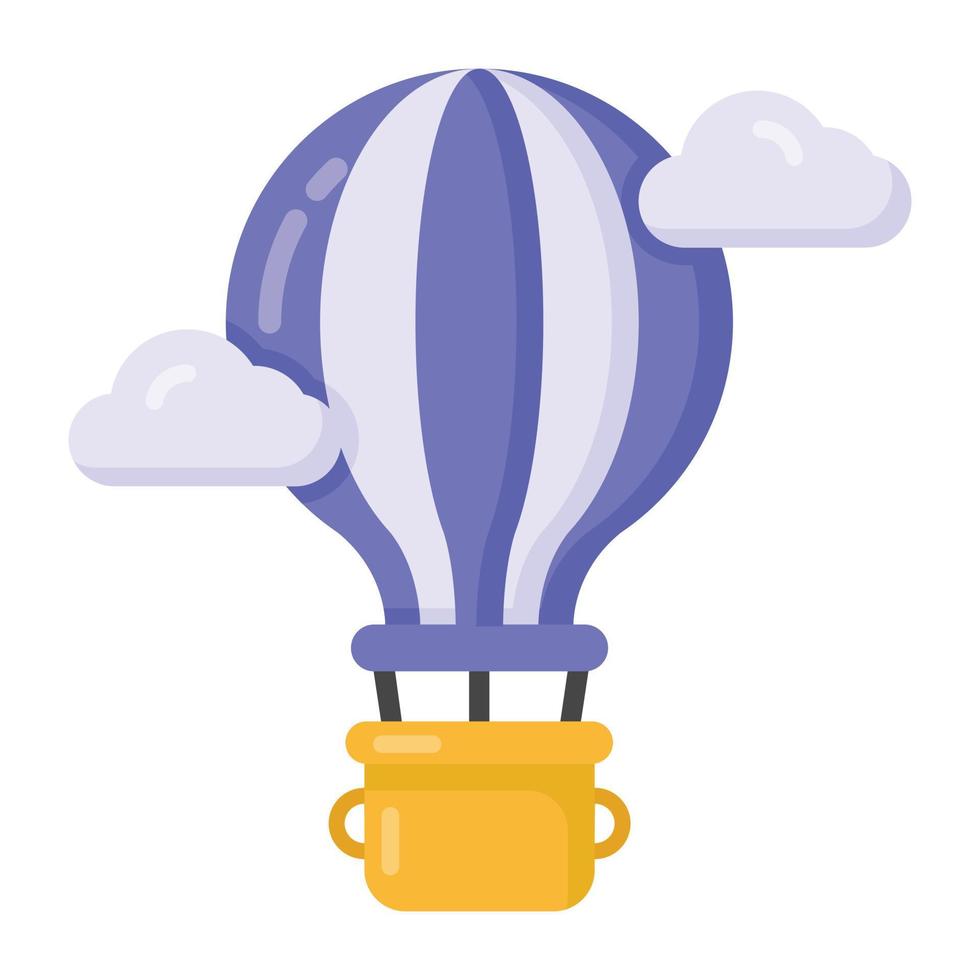 Hot air balloon in flat style icon, editable vector