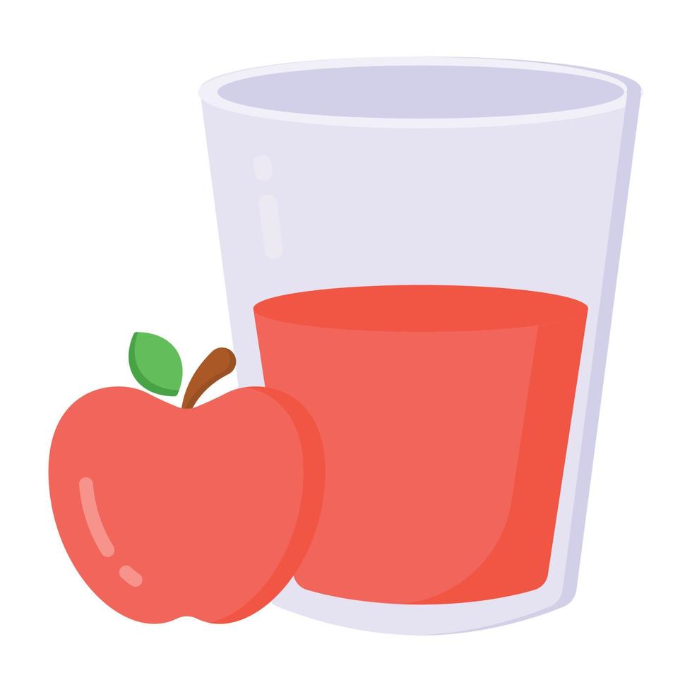 un ícono plano de jugo de manzana, manzana con bebida vector