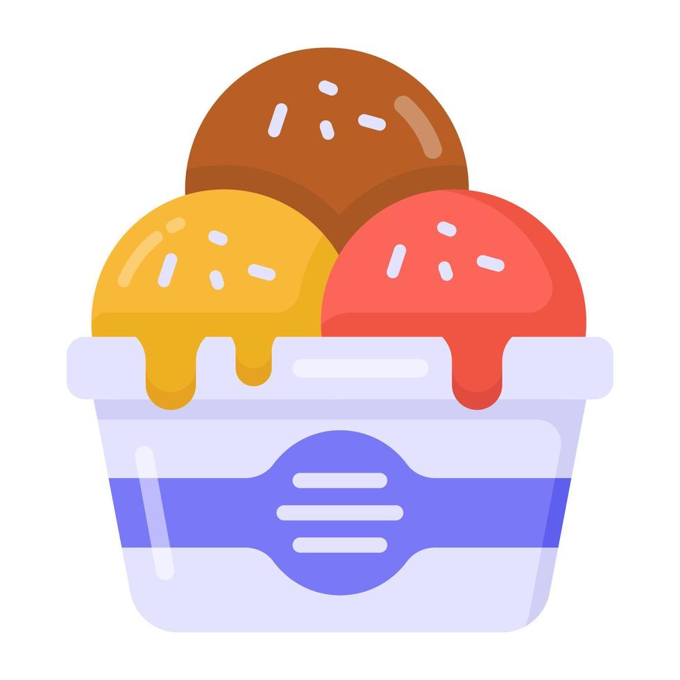 un cubo de helado en un icono plano vector