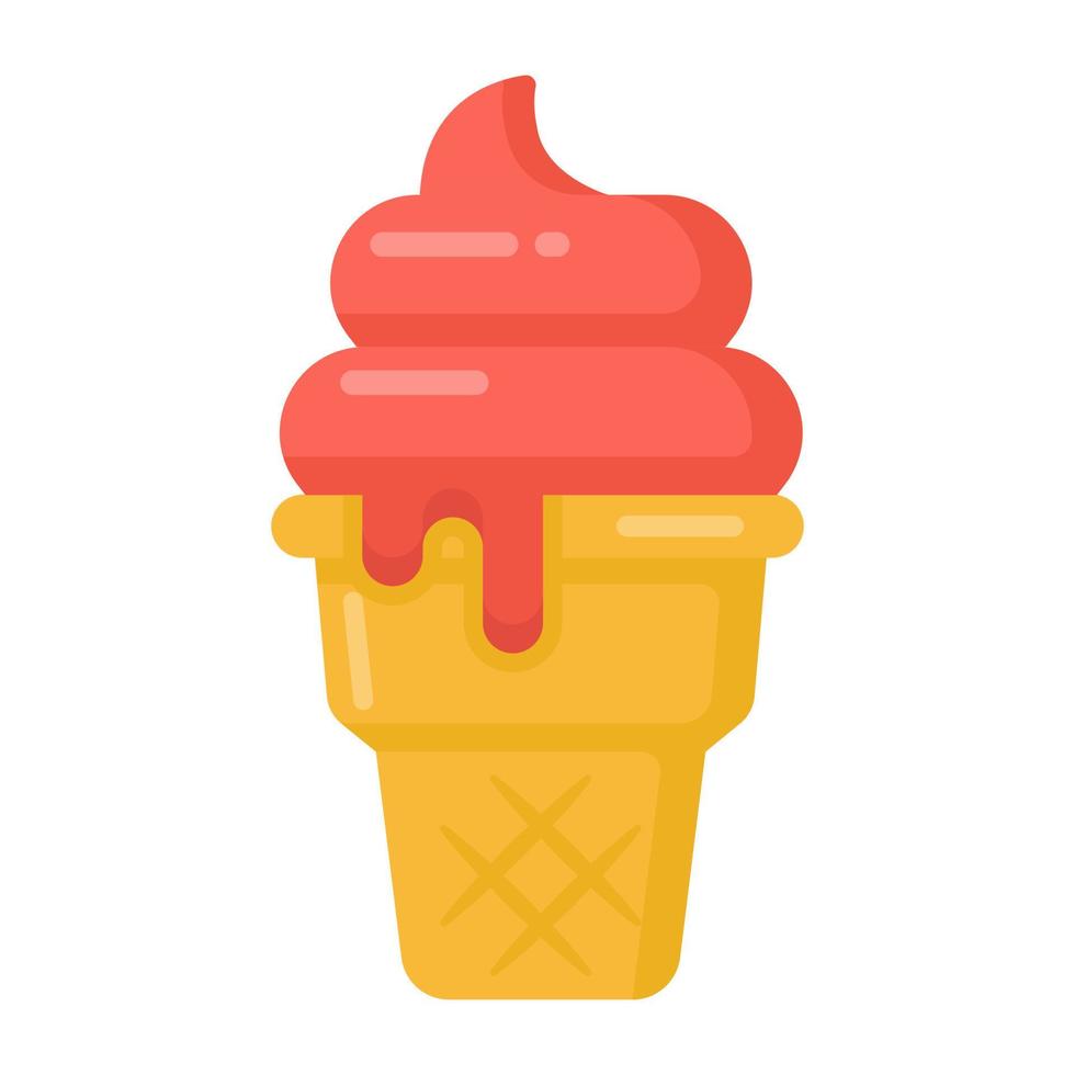 An ice cream cone flat icon, a yummy dessert vector