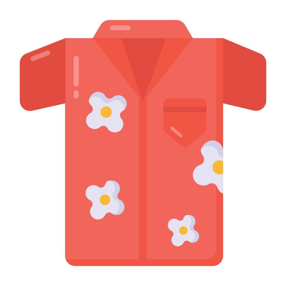 icono de estilo plano de camisa de verano, vector