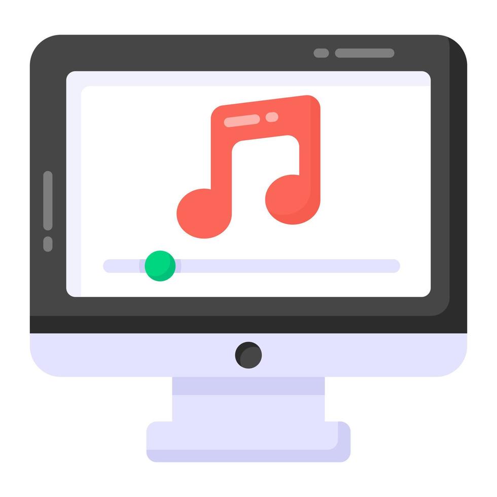 Melody inside monitor, online music icon vector